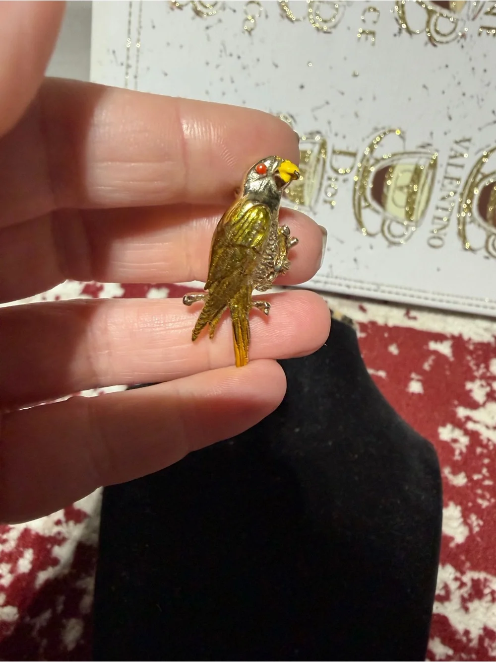 Vintage Gold Parrot Bird Brooch